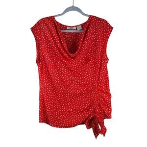 Luxe NYC Design Co. Red Retro Casual Formal Summer Polka Dot Women's Top Blouse